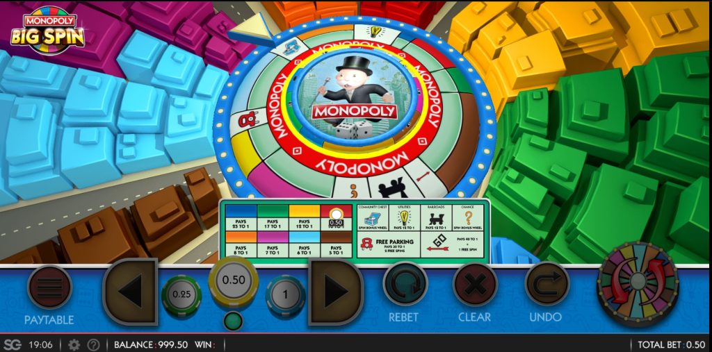 gameplay in monopoly big spin